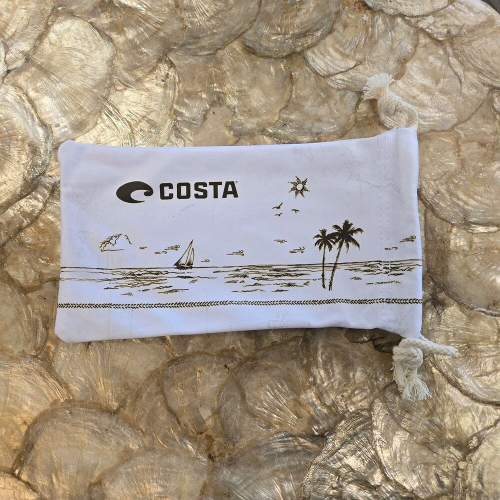 Costa Del Mar Sunglasses Case White Microfiber Pouch Palm Trees Ladies Womens